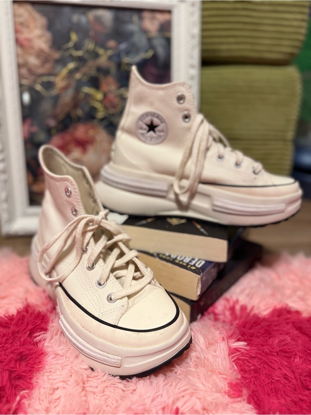 Converse Run Star Legacy CX Platform High Top Egret Women’s 6 White A00868C GUC